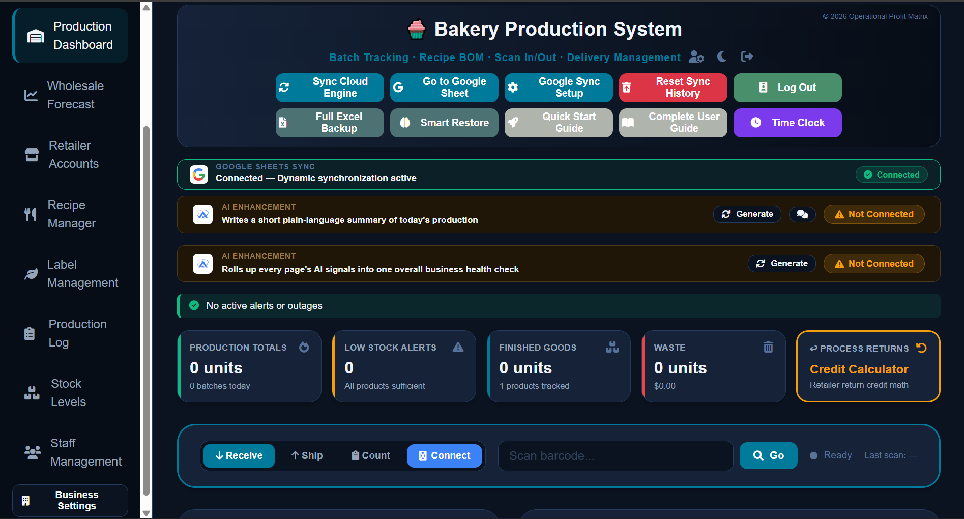 Bakery Production System screenshot
